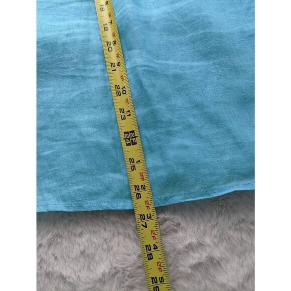 Charter Club Blue 100% Linen Button Up Roll Tab Blouse Sz L Large Pintuck Pleats - Picture 6 of 6